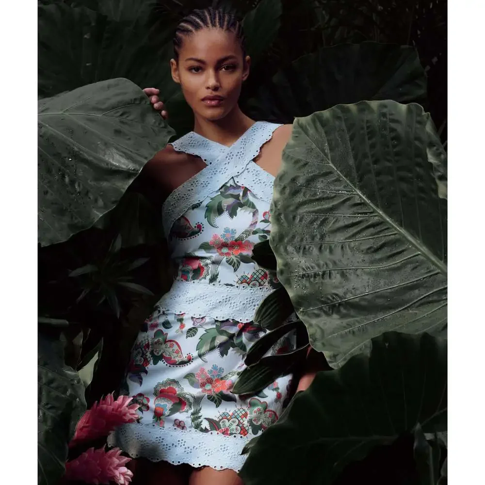 Hill House Home The Meagan Dress - Light Blue Jungle Floral Size S - Picture 3 of 3